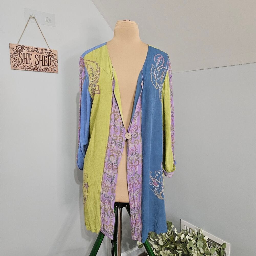 Soft Surroundings Cardigan Womens Large Kimono Colorful Boho Gypsy Hippie Cardi - Picture 2 of 15